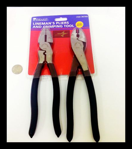 Electrical crimping pliers + linemans pliers combo (sidecutters) 9.5&#034; inch tall for sale