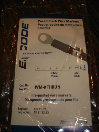 New thomas &amp; betts pack e-z-code ezcode pocket pack wire markers wm-0 thru 9 for sale