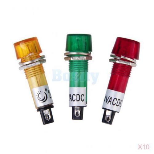 30pcs Red Yellow Green 24V AC/DC 10mm Power Signal Indicator Pilot Light Bulb