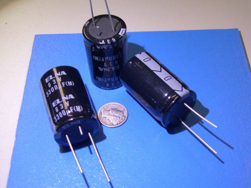 ELNA 3300UF 63V Aluminum 3 PIN Capacitor 25x40mm RP2-63V332M NEW LOT QTY: 3 CAPS