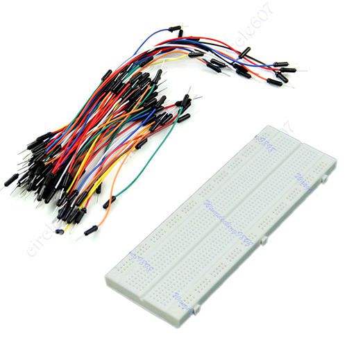 Mb-102 830 point solderless pcb breadboard + mix color jump cable wires 65pcs k for sale