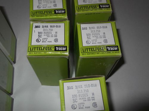 3/4A SLO BLOW 313.750 BOX OF 100  NEW LITTELFUSE 1/4X1 1/4