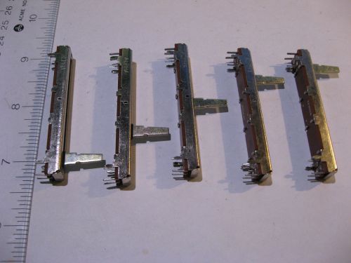 Lot of 5 Dual Slider Fader Potentiometer Alpha B100KX2 100K 1-3/4 in trvl - NOS