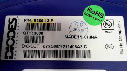 250-pcs diode/rectifier schottky 60v 3a diodes b360-13-f 36013 b36013 for sale