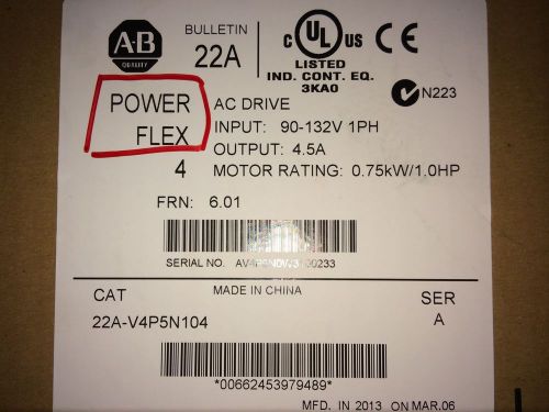 New In Box Powerflex 4 Cat 22A-V4P5N104