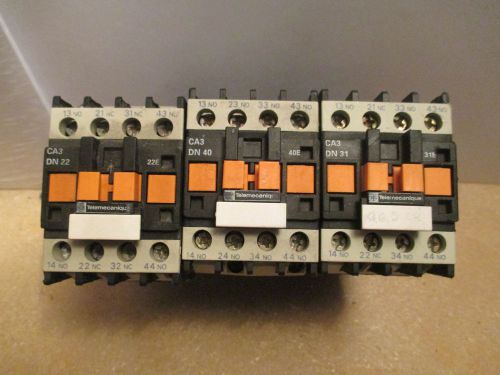 Lot of 3!!! telemecanique ca3dn31, ca3dn40 &amp; ca3dn22 motor starter contactor. for sale