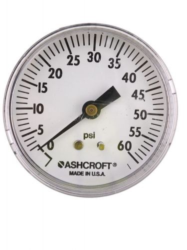 Ashcroft 2-1/2&#034; 0-60PSI 1/4&#034;NPT Brass Back Mount Pressure Gauge Gage 2.5&#034;inch