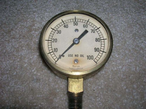 Brass steampunk 0-100 psi marsh instrument company small pressure gauge for sale
