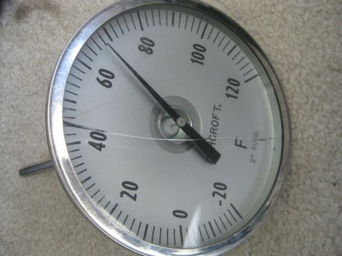 Ashcroft temperature gauge -20 to 120 f 3/4&#034; screw in nipple for sale