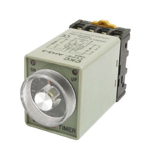 Ah3-3 dc 24v 0-30 min 30m 8p terminals delay timer time relay w base for sale