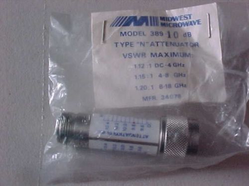 MIDWEST MICROWAVE ATTENUATOR M# 389-10DB  FROM 4 TO 18 GHZ