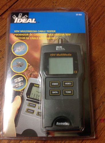 New ideal vdv multimedia cable tester model 33-856 tests rj-45 rj-11/12 coax f-t for sale