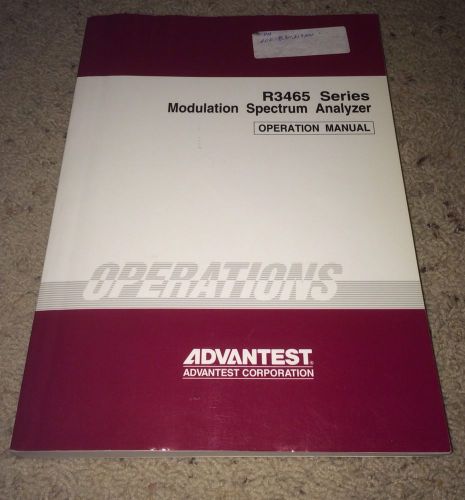 Advantest R3465 Series Modulation Spectrum Analyzer Operation Manual