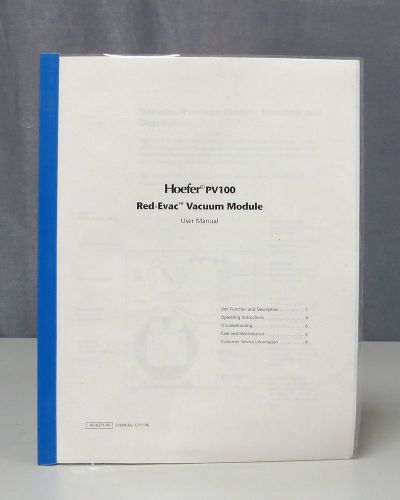 Hoefer PV100 Red-Evac Vacuum Module User Manual