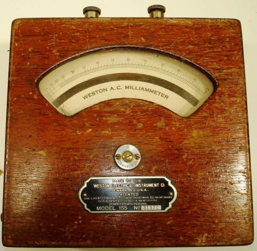 Vintage weston a.c. milliameter model no. 155 - wood case, reasonable condition for sale