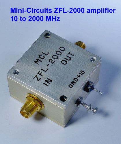 Mini-Circuits 10-2000 MHz r amplifier 21 dB gain +, 16 dBm out, +15 v, tested.