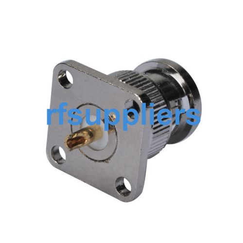 10pcs bnc plug male 4 hole pane/flange mount solder cup 17.5*17.5mm rf connector for sale