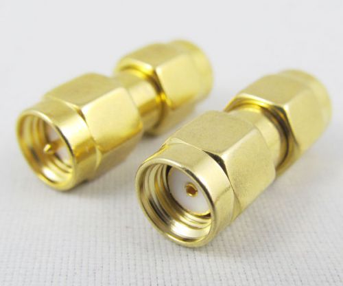 1pc SMA Male to SMA RP Male Coaxial Adapter Connector M/RP M Gold Plated NEW