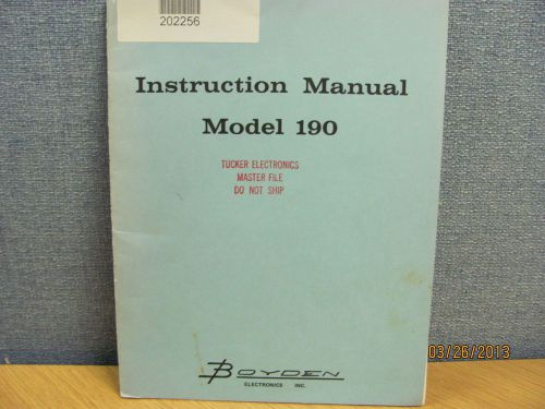 BOYDEN MODEL 190: Pulse Generator - Instruction Manual w/schematics