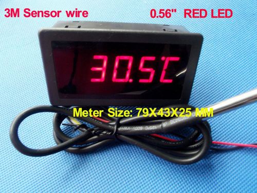 F/C Digital LED Car Temperature Meter Thermometer -55-125°C DS18B20 Sensor 3m