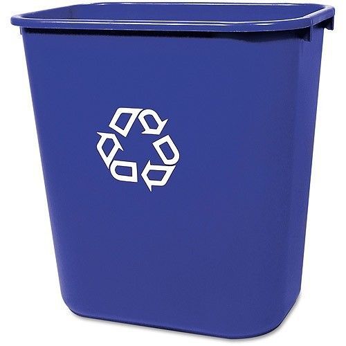 Rubbermaid commercial medium blue plastic deskside recycling container 28 qt for sale