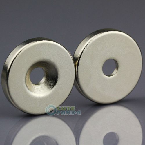2pcs Round Ring Magnets 25 * 5 mm Counter Sunk Hole 5mm Rare Earth Neodymium N50