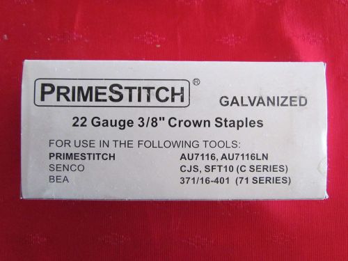 PrimeStitch 22 Gauge GALVANIZED  3/8&#034; Crown  Staples 1/4”= 6mm Brand New  10,000