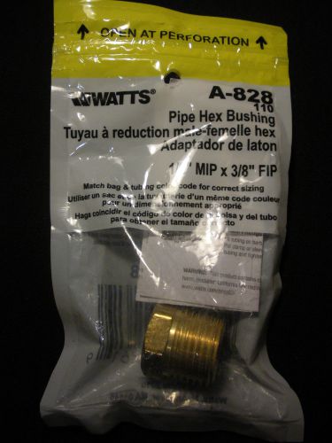 Watts Brass A-828 Pipe Hex Bushing 1/2&#034; MIP x 3/8 FIP