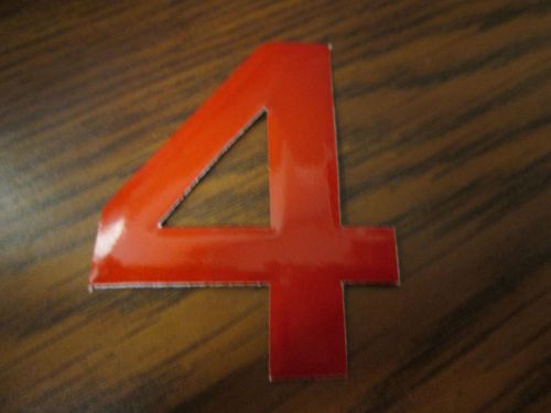 4 (Four), Adhesive Fire Helmet Numbers, Red/Orange, Lot of 14, NEW