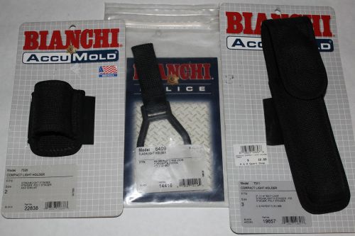 Bianchi international set of 3 flashlight carriers, holders, pouch for sale