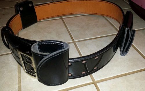 Don Hume B101 Black parent Leather Duty Belt Size 36 With accessories (Gould)