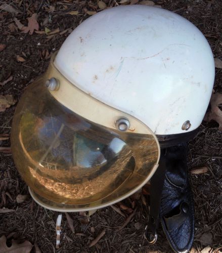 Vtg comet nesco road master scooter police helmet size med w\ bubble shield for sale