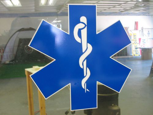 2 12&#034; EMT EMS CROSS DECAL SET Huge Sticker 4 Fire Ambulance Blue Fireman