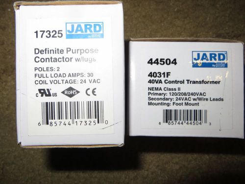jard 2 pole definite contrator with a jard 24 volt tramfromer