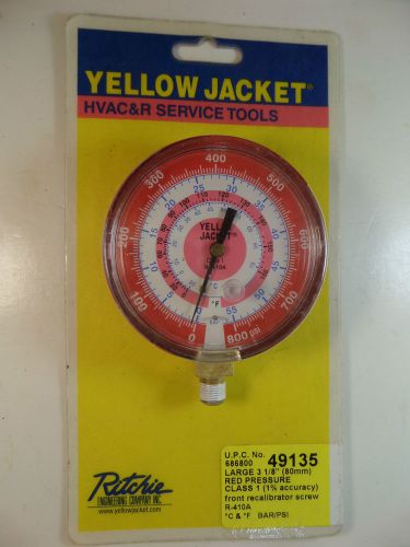 New Ritchie Yellow Jacket 49135 Gauge Refrigeration 3-1/8 R410A 0 to 800 Red