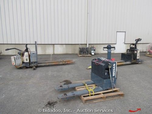 Lot (3) Crown Nissan Electric Pallet Jack w/(2) Battery Charger - Parts/Repair