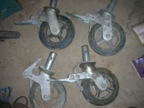 4 Wheels for Scaffold 8x2 Great Shape W/ Grease Fitting 8&#034; x 2&#034;