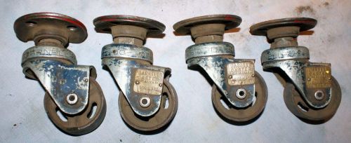 Set of 4 Cast Iron swivel 1923 Patent Old Darnell Casters 2 1/2&#034; LP 62 1/2 CI