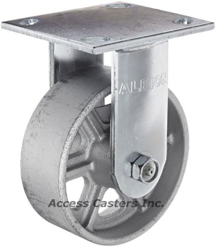 16CA05201R 5&#034; x 2&#034; Albion Rigid Plate Caster, Cast Iron Wheel, 1250 lbs Capacity