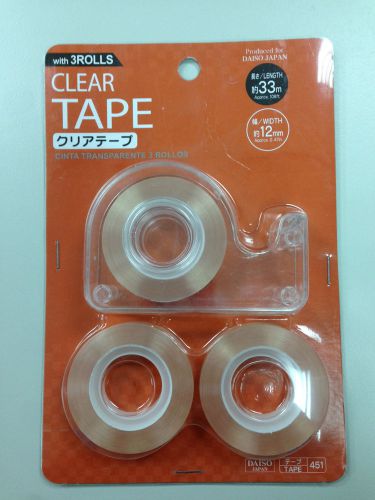 DAISO JAPAN CLEAR TAPE DISPENSER WITH 3 ROLL TAPES
