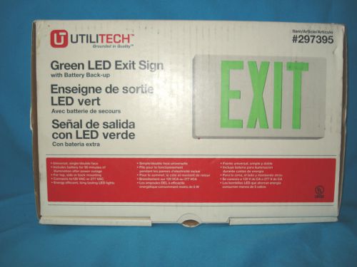 Utilitech Green Exit Sign with Battery Back-Up Single o Double Face New