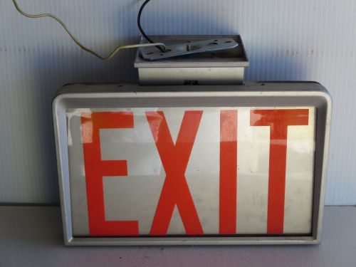 VINTAGE HANGING RETRO EXIT SIGN WITH GLASS FRONT FREE SHIP