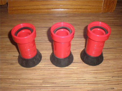Lot of 3 new beco thermoplastic 1 1/2&#034; nst red fire hose nozzle model 15 for sale