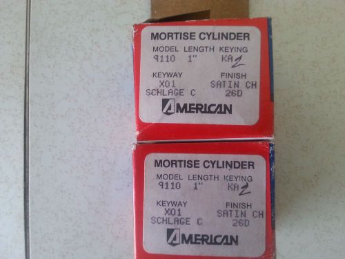 Mortise cylinder - 1&#034; - satin chrome- american lock 2 keyed alike for sale