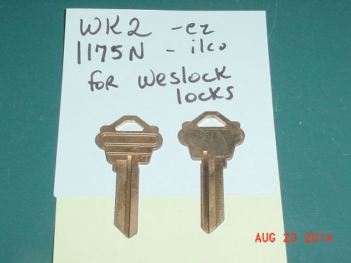 LOCKSMITH NOS 10 Key Blanks 1175N WK2 for Weslock locks vintage brass or nickel