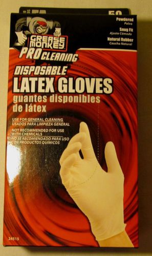 Grease Monkey PRO cleaning Disposable Latex Gloves Powdered FITS ALL