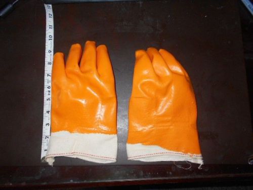 2 pairs orange pvc coated gloves &#034;some irregularities and unknown manufacturer&#034; for sale