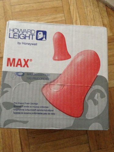 Howard leight ear plug with cord - model #: max-30 package qty: 100 pairs for sale