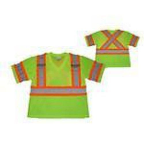 Degil Safety 7815400 Csa Short Sleeve Cool Mesh Lime Green 2&#034; Grey Stripe Large