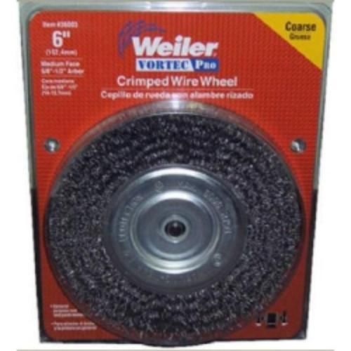 Bench grinder wire wheel, 6&#034; diameter, coarse crimped wire, medium face, (36003) for sale